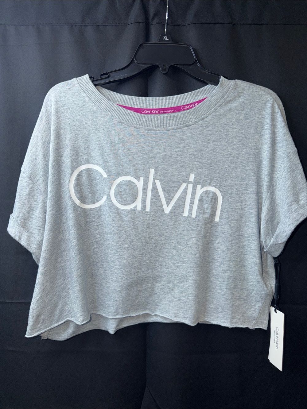 Calvin Klein Light Gray Cropped Logo Tee